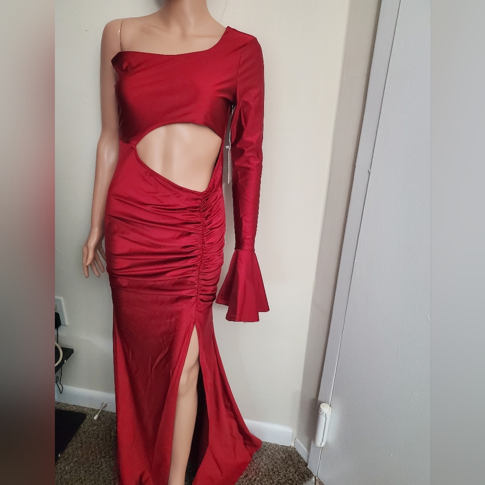 Ruby Red Maxi Cocktail Dress - Picture 5 of 7